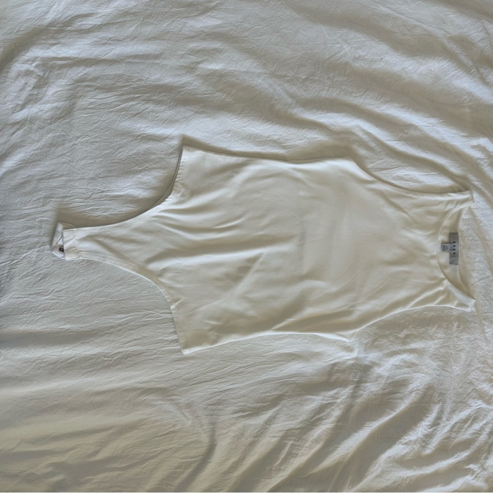 Gaze White Fitted Sleeveless Bodysuit